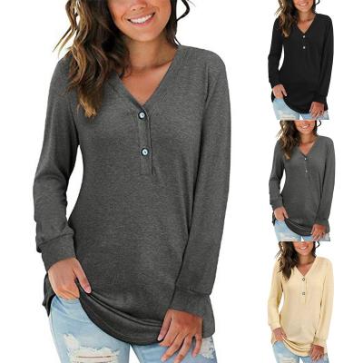 China Autumn And Winter QUICK DRY Full Sleeve Tops Loose V-Neck T-Shirt For Women for sale