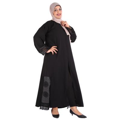 China Islamic Muslim Clothing Floral Print Fringe Abaya Fashionable Long Dress for sale