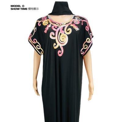 China Long Black Muslim Islamic Prayer Floral Print Abaya Dubai Dress For Women for sale