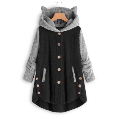 China Full Faux Fur Cat Hooded Coat For Women Ladies Windproof Girls for sale