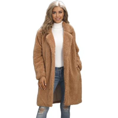 China Anti-wrinkle Women Coats Jackets 2022 Long Fur Coat Turn Down Collar For Ladies for sale