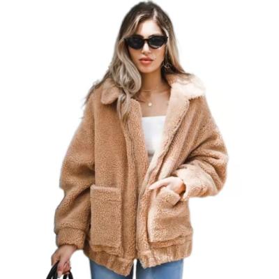 China Women's Woolen Coats Women's Ladies Faux Fur Woolen Jackets Collar Women's Windproof for sale