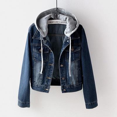 China Anti-Wrinkle Fur Jeans Jacket Hooded Hot Sale Single Breasted Jean Coat Coats For Women Ladies for sale