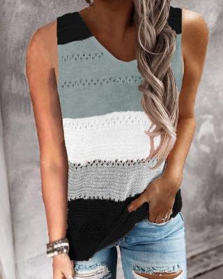 China Anti-wrinkle Variety Of Styles Color Block Knitted Sweater Vest Top for sale