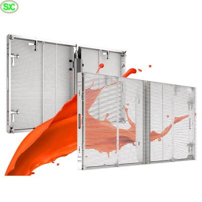 China 2019 P15 P3.91 Outdoor Flexible Transparent Curtain LED Window Screen Display For Advertising for sale