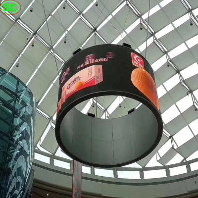 China Advertising p3 p2.5 flexible circular indoor led display round sphere led hanging display screen for shopping mall for sale