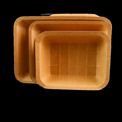 China Bio-degradable 6# Take Out Brown Kraft Paper Food Lunch Box Take Away Food Paper Box Paper Take Out Kraft Food Container Disposable for sale