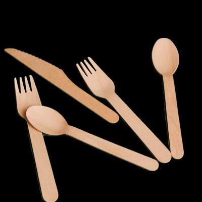 China Bio-degradable Birch knives  forks  spoons  disposable biodegradable green products  microwave and refrigerated  without fluorescent agents for sale