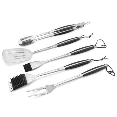 China Easily Cleaned Classic Popular Heavy Duty Forged 5 PC Head ABS Handle BBQ Tools Stainless Steel BBQ Tool Kit For BBQ Grill for sale