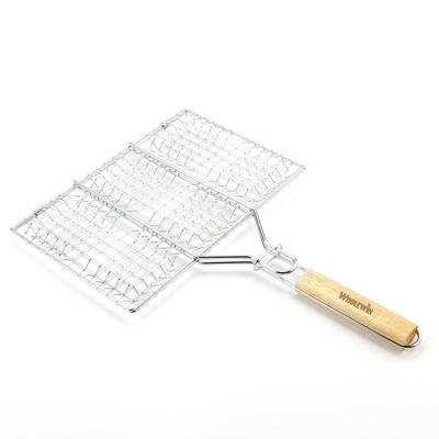 China Hot Sale Wire Mesh Stainless Steel Baking BBQ Grill Basket Portable Hot Selling Fish Vegetable Shrimp BBQ Accessories Easily Cleaned for sale