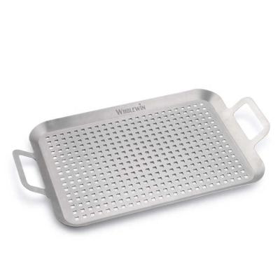 China New Style Size Dustproof Whole Stainless Steel BBQ Grill Topper BBQ Grill Tray With Handle for sale