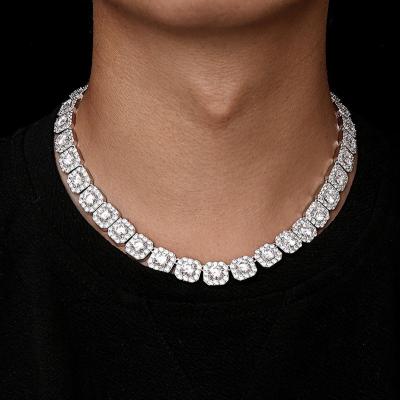 China Group Environmental Friendly Wholesale Tennis Necklace Bling CZ Chain Silver Iced Out Chain Necklace For Women for sale