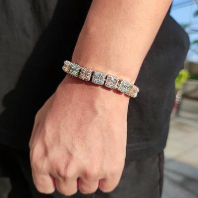 China Hip Hop Fashion Environmental Friendly Jewelry Iced Out CZ 10mm Clustered Tennis Chain In White Gold Bracelet for sale