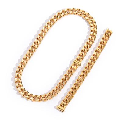 China Environmentally Friendly Cuban Link Chain 18K Stainless Steel Cuban Link Bracelet Men Hip Hop Gold Plated Bracelet Men for sale