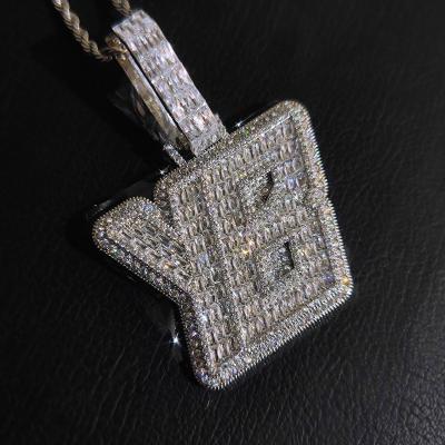 China Trendy Fashion Environmental Friendly Silver 2022 Custom Initials Name Necklaces Iced Out Bling Hip Hop Pendant for sale