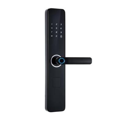 China Apartment Smart WiFi Tuya APP Finger Lock Access Electronic Fingerprint Digital Smart Lock Door For Home Wooden Doors for sale