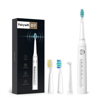 China Dupont Nylon Bristle Fairywill FW D7 2021 2020 2022 Oral Care Portable Thin Electric Toothbrush Electronic Toothbrush For Adult Teens for sale