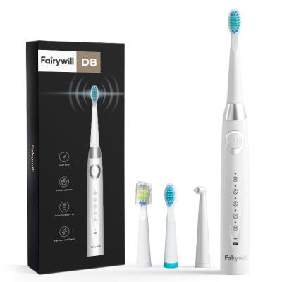 China Cheap Portable ABS+ Silicone Fairywill Vibrate B Sonic Electrical Electronic Oral Toothbrush Toothbrush with 4 Toothbrush Heads for sale