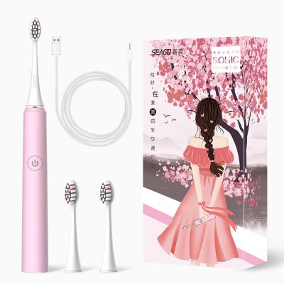 China Rechargeable Ready to Ship Sakura Pink SG972D with 2 Heads for Adult Rechargeable Electric Toothbrush for sale