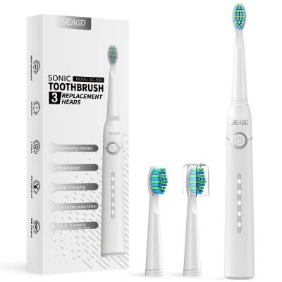 China SEAGO SG958 Rechargeable Maker with 2 Heads Clean USB Rechargeable Electric Sonic Toothbrush Protector for sale