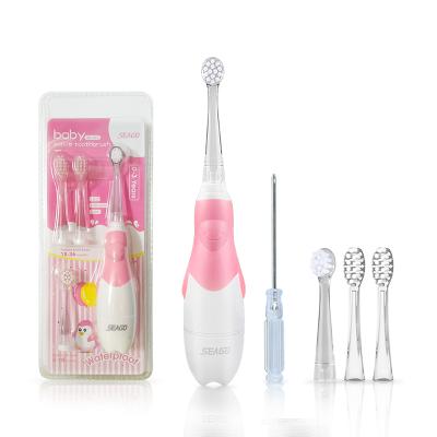 China Dupont Nylon Stiffeners SEAGO Kids Wholesale SG513 Sonic Toothbrush Pale Pink With LED Light Battery Operated Electric Toothbrush for sale