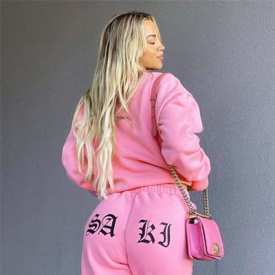 China Breathable casual oversized sweatshirt + winter 2021 autumn new women's long-sleeved thick fleece workout sweater pants for sale