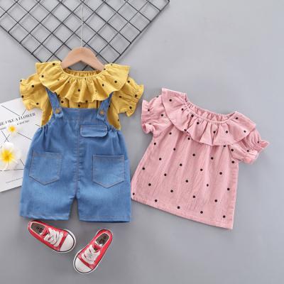 China 2021 new style summer babies sweet clothes 1-3 year old set babies sleeveless shirt pants cute 2pcs bow short sleeve sui2020 for sale