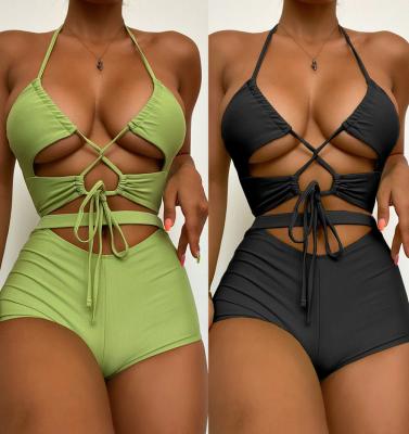 China Women Breathable Criss Cross Bikini Cavity Bandage High Waist Bandage Top Supplier Swimwear Sexy Swimsuit for sale