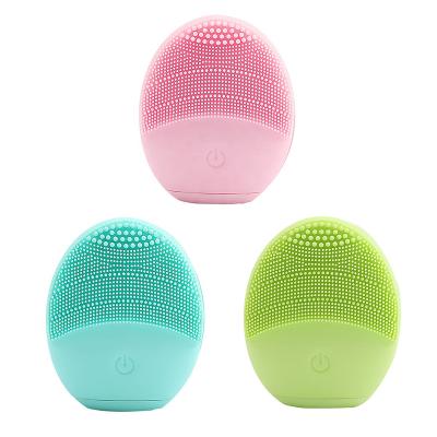 China Home Use+office+travel IPX 7 Egg Shape Mini Facial Brush Pore Cleaner Waterproof Silicone Facial Cleaning Brush Facial Remover Silicone for sale