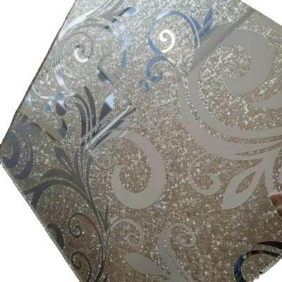 China Transmitted Light Softening Pattern Figures Decorative Door Deep Acid Etched Glass for sale