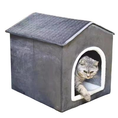 China New Universal Foldable Pet House Sustainable Garbage Four Seasons Cat Villa Partly Enclosed Kennel Easy To Clean Pet House for sale