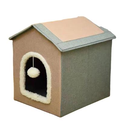 China New Viable Collapsible Partially Enclosed Pet Garbage Removable And Washable Garbage Four Seasons Universal Cat House Kennel Pet Supplies for sale