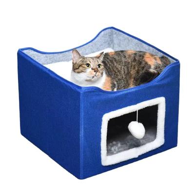 China Cats And Dogs Double Decker Cat House Kennel Hot Foldable Included Easy To Clean Universal Pet Four-Season Garbage Removable for sale