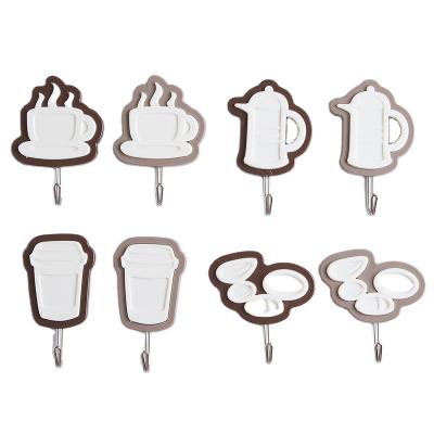 China Contemporary Strong Adhesive Wall Coffee Hook Kitchen Bathroom Plastic Storage Hook Without Hook Hole for sale