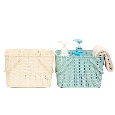 China Viable Portable Soft Bath Basket Bathroom Large Storage Frame Hairdryer Storage Frame Imitation Rattan for sale