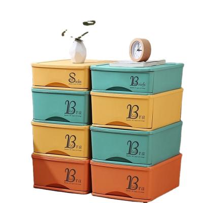 China Minimalist Underwear Storage Box Socks Underwear Divided Compartments Drawer Type Finished Storage Box Household Box Three In One for sale