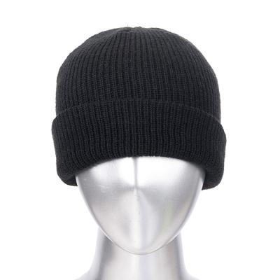 China JOINT Manufacturers Custom Design 100% Acrylic Black White Beanie Hat With Logo for sale