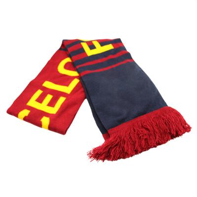 China Yarn OEM ODM EU Soccer Club Soccer Fan Winter Acrylic Custom Jacquard Knitted Scarf for sale