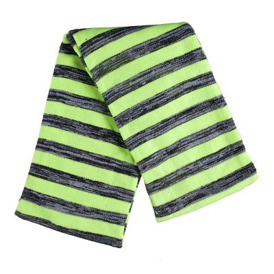 China Custom Neon Green 100% Acrylic Knitted Stripe Ski Winter Yarn Scarf Custom Acrylic Print for sale