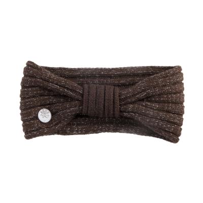 China Custom Makeup Stain Wool Yarn Logo Acrylic Brown Bow Headbands For Women for sale