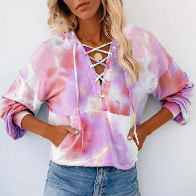 China Anti-pilling New Fashion Women's Clothing Long Sleeve High Quality Solid Color Tie Dye Women's Hoodies for sale