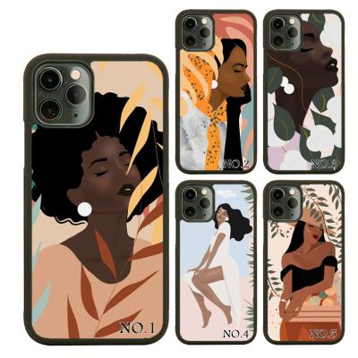 China 2022 Fashion Girl Shockproof Simple Black PC Mobile Phone Case For iPhone 11 12 13 pro 8 plus max XR Xs Max Case for sale