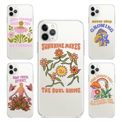 China Cottagecore Shrooms Claro TPU Shockproof Hippy Trippy Cell Phone Case For iPhone 11 12 13 13Pro Max Xs Max XR 7 8Plus Cover for sale