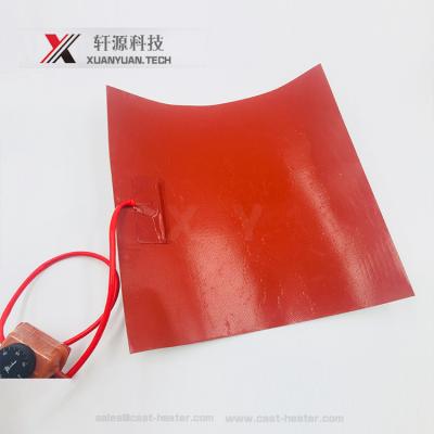 China Flexible Building Material Stores 120V DC 500x500mm 800W 1000W Silicon Heater Pad For 3D Printer Waterproof for sale