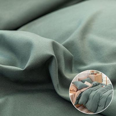 China Breathable high quality 100% polyester woven brushed solid color green hometextile fabric for bedding set for sale