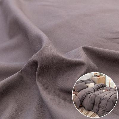 China Breathable high quality 100% polyester woven brushed solid color dark gray home textile fabric for bed sheet for sale