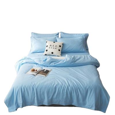 China Anti Dust Mites 100% Polyester Microfiber Bedding Set Solid Colors With 3 Stripes Embroidered 6 Pcs Bedding Set Queen for sale