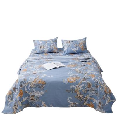 China Anti Dust Mite 100% Polyester 90 Gsm Printed Sheet Set For Sale Blue Floral Queen Queen for sale