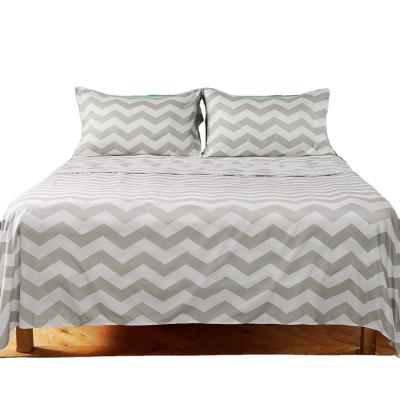 China Anti Dust Mites 100% Polyester 90 Gsm Printed Sheet Set For Sale Queen Light Gray Chevron for sale