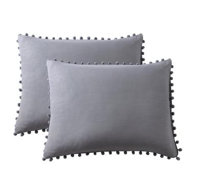 China Microfiber Polyester Tassel Fringe Anti Dust Mites Decorative Pillow Covers Set of 2, Gray for sale